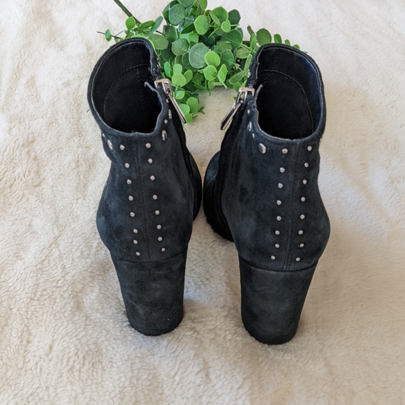 Sam Edelman Black Suede Studded Heeled Booties Size 7 - Picture 8 of 10